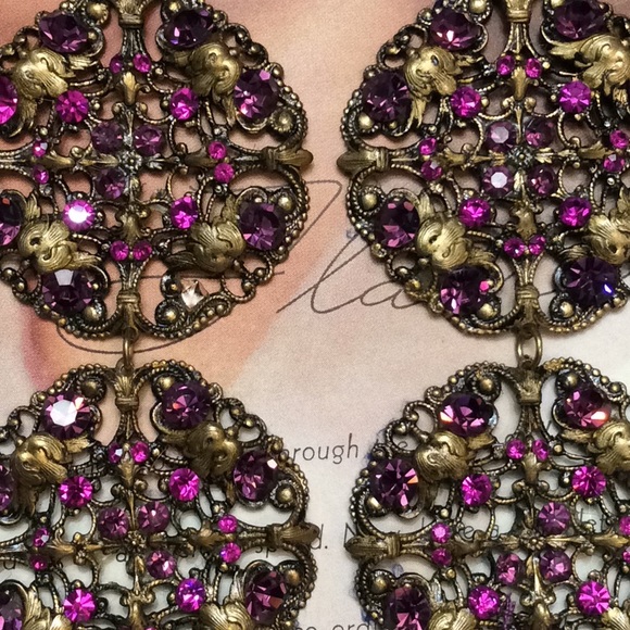 Vintage Filagree Dangle Duster Statement Earrings - Picture 2 of 8